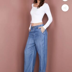 Classic Bully T Blue Wide Leg Lyocell Pants